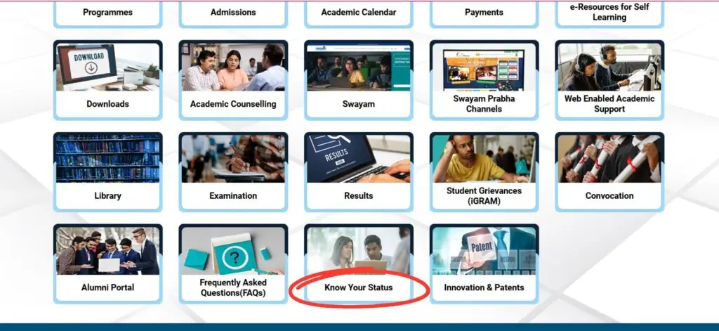 IGNOU Admission status new website